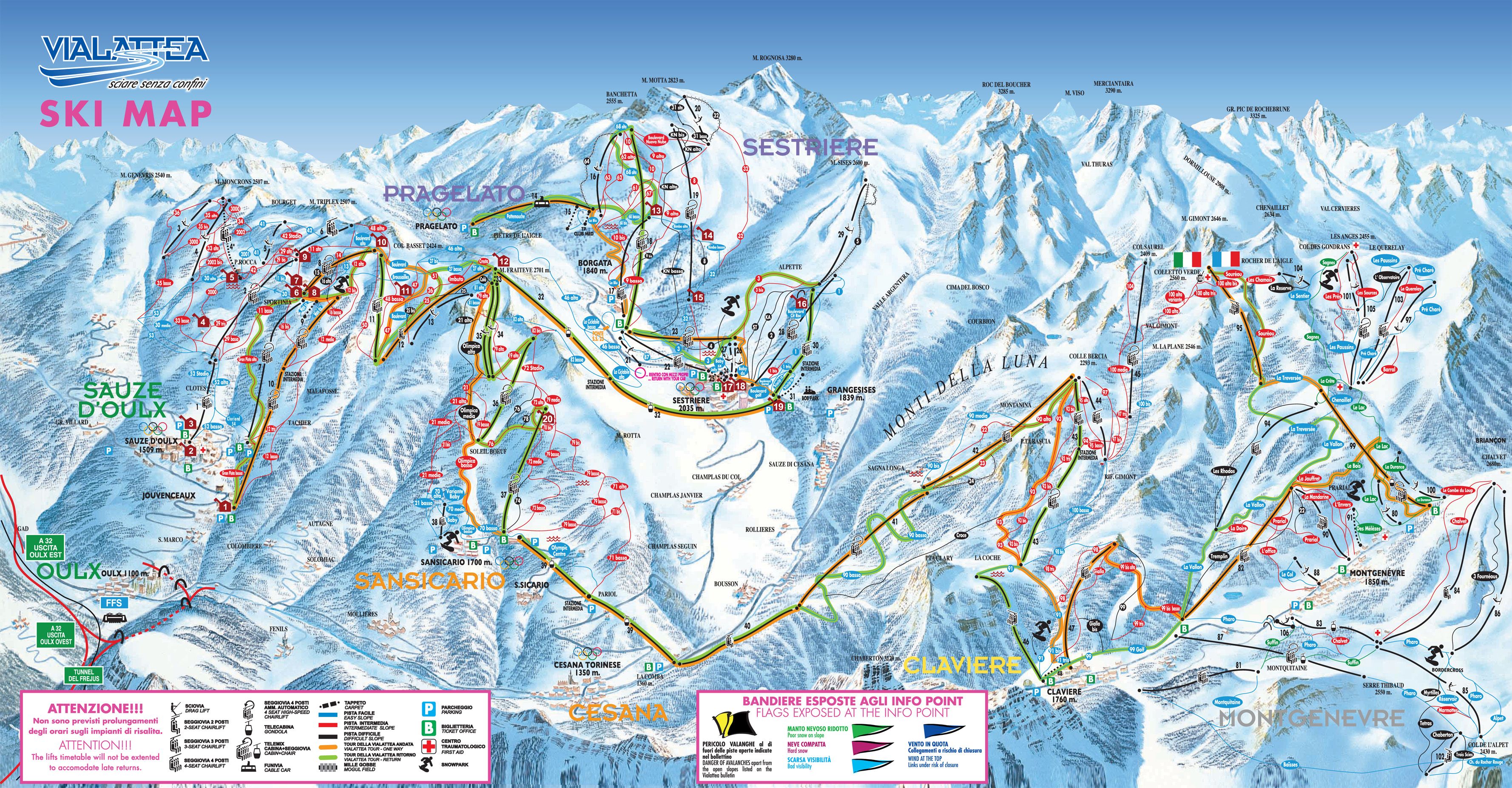 Cesana Torinese ski map